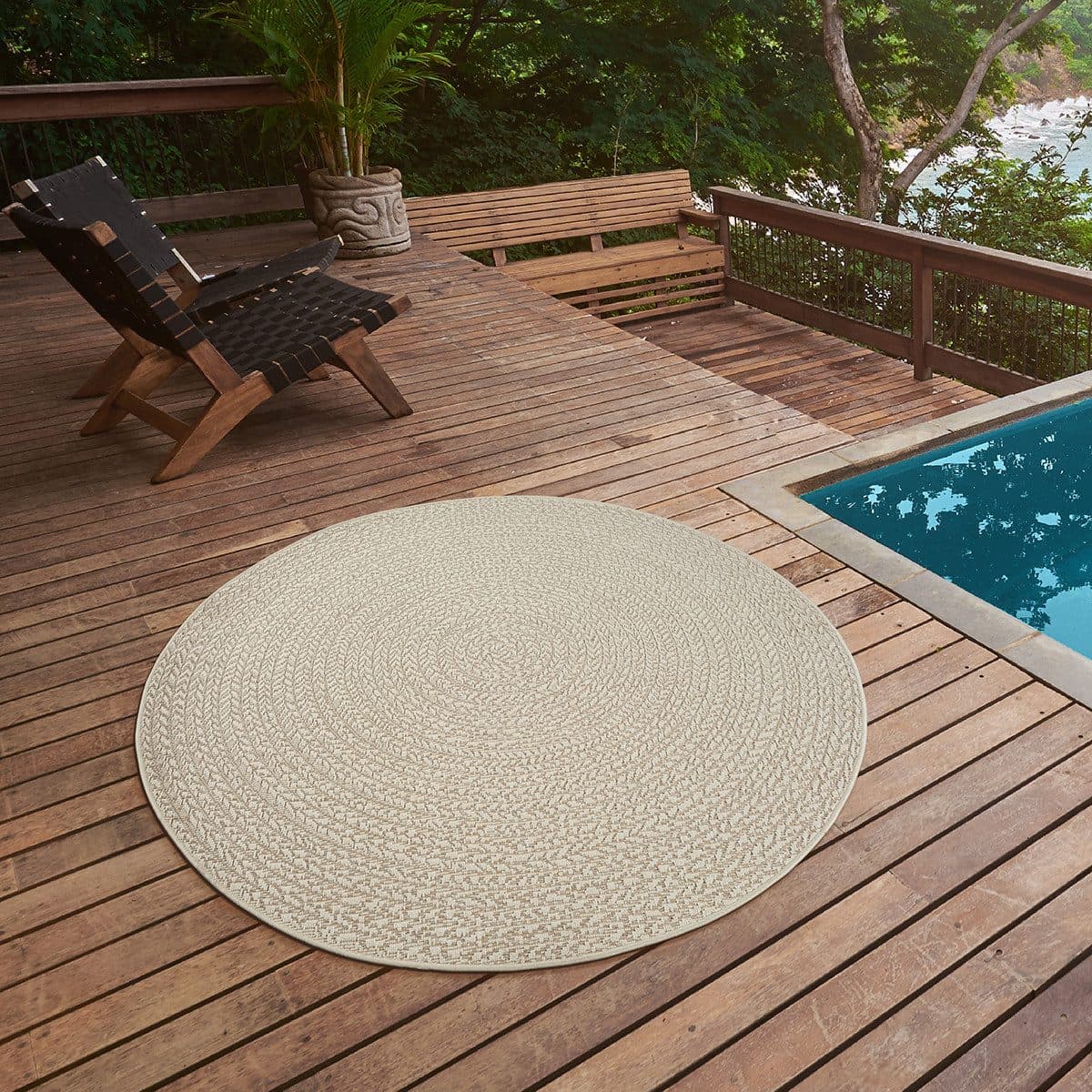 the carpet Teppich Kansas rund Jute-Look Outdoor beige - Bild 2