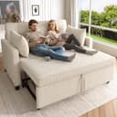 Merax Schlafsofa 2-Sitzer Beige Chenille Klappbar mit verstellbarer Rückenlehne Bild 2