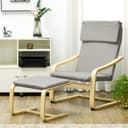 HOMCOM Relaxsessel mit Fußhocker Hellgrau Leinenoptik Bild 2