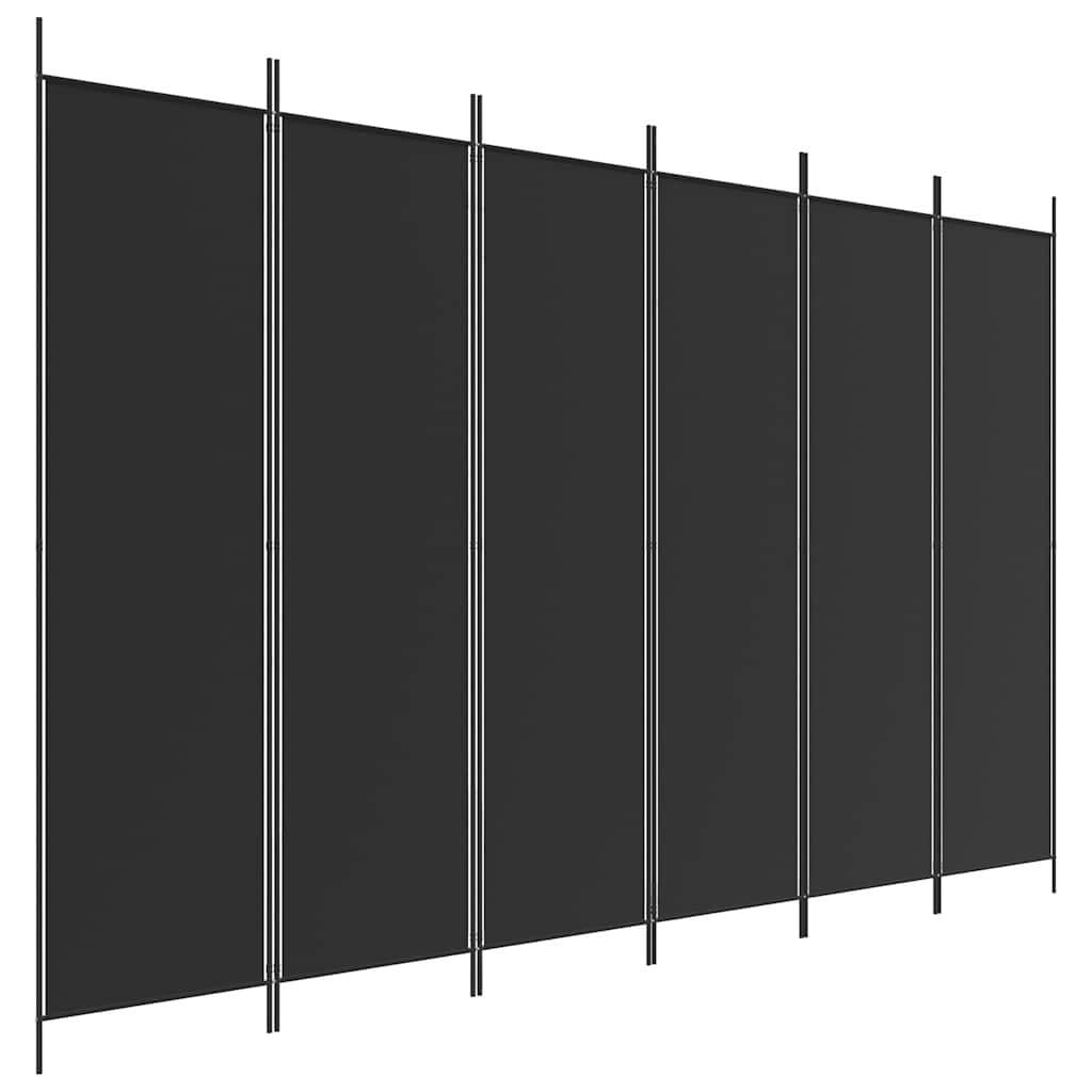 Furnicato Raumteiler 6-tlg. Paravent Schwarz