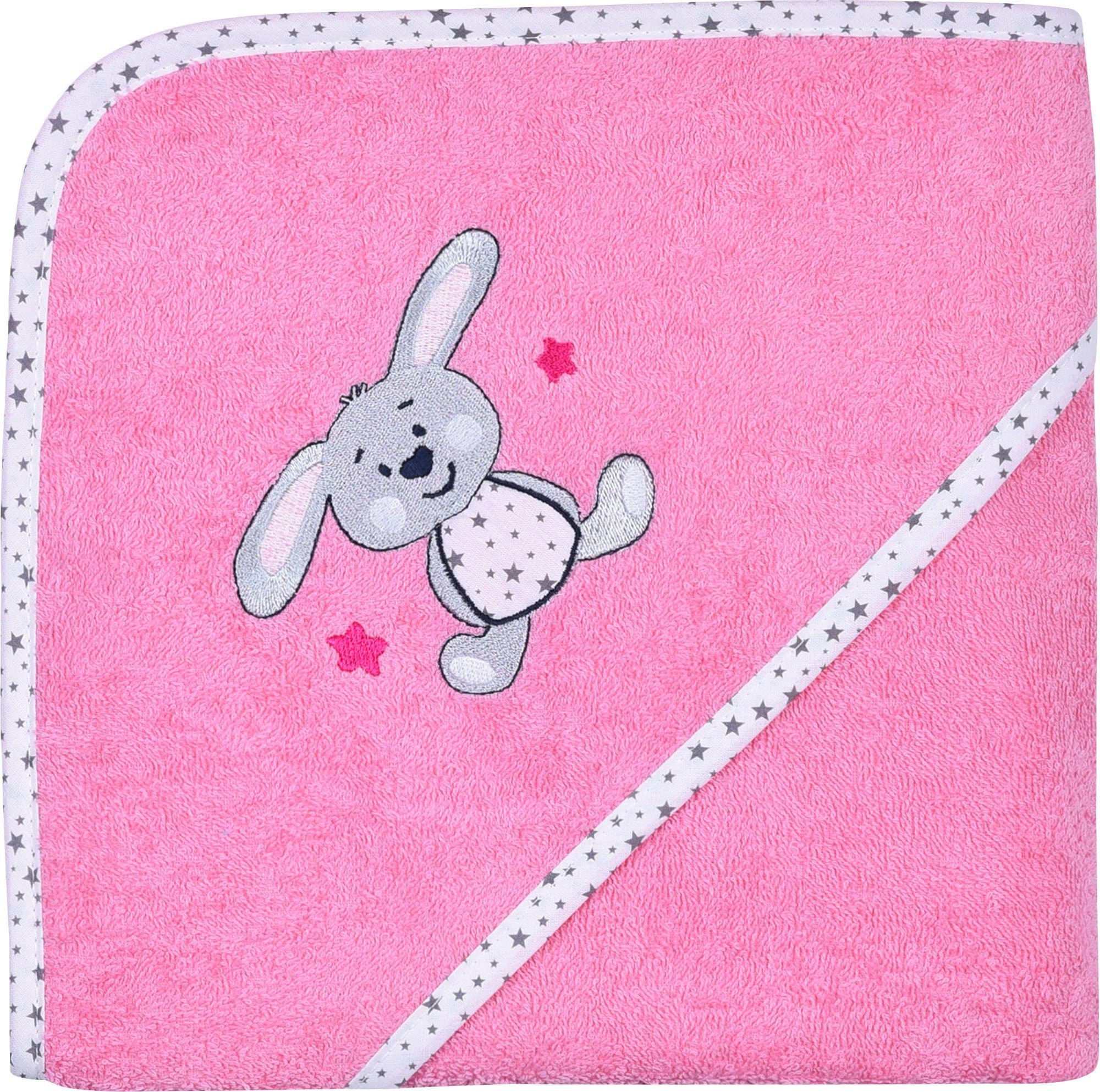 Wörner Kapuzenbadetuch Hase Rosa Frottier