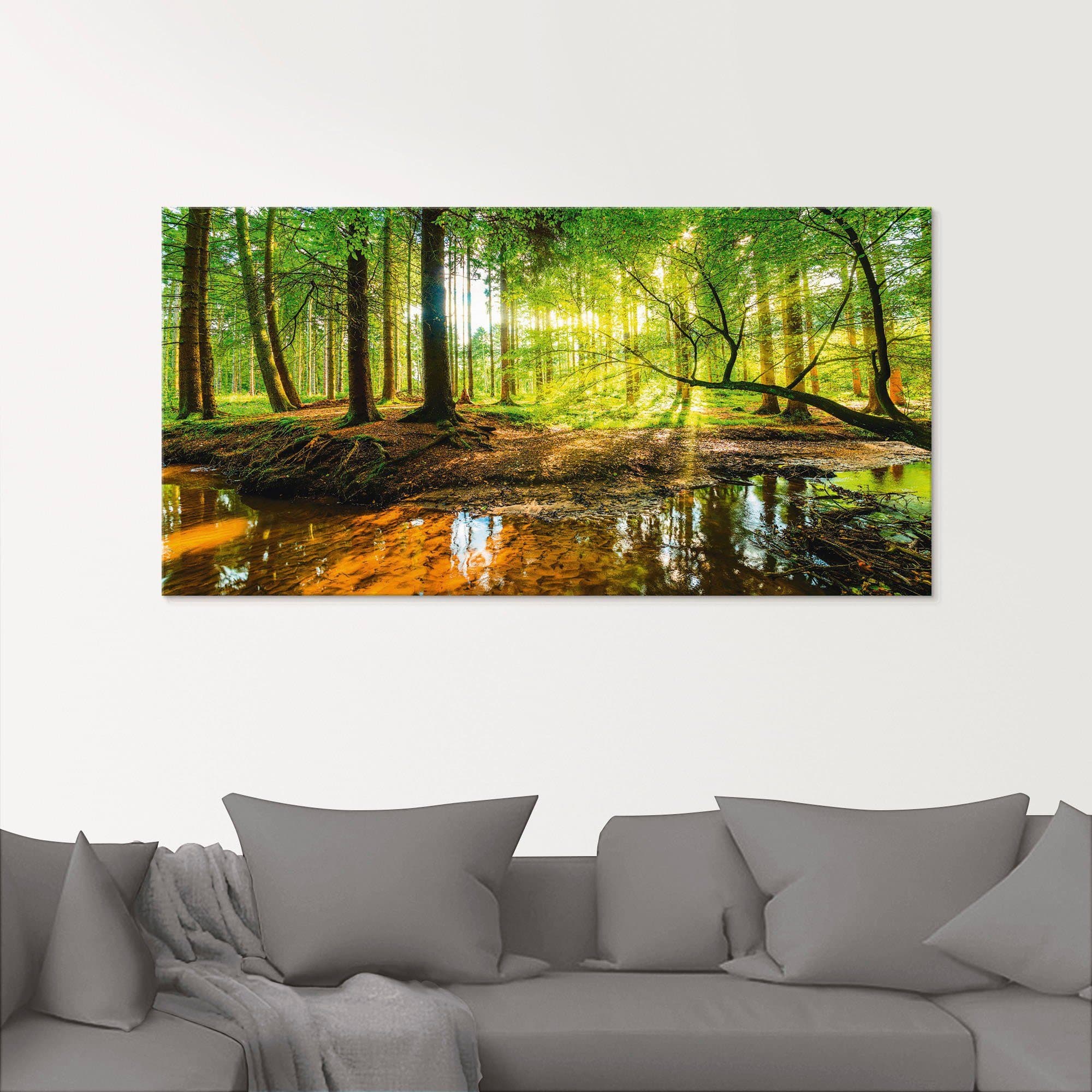 Artland Glasbild Wald mit Bach Naturmotiv Modern - Bild 2