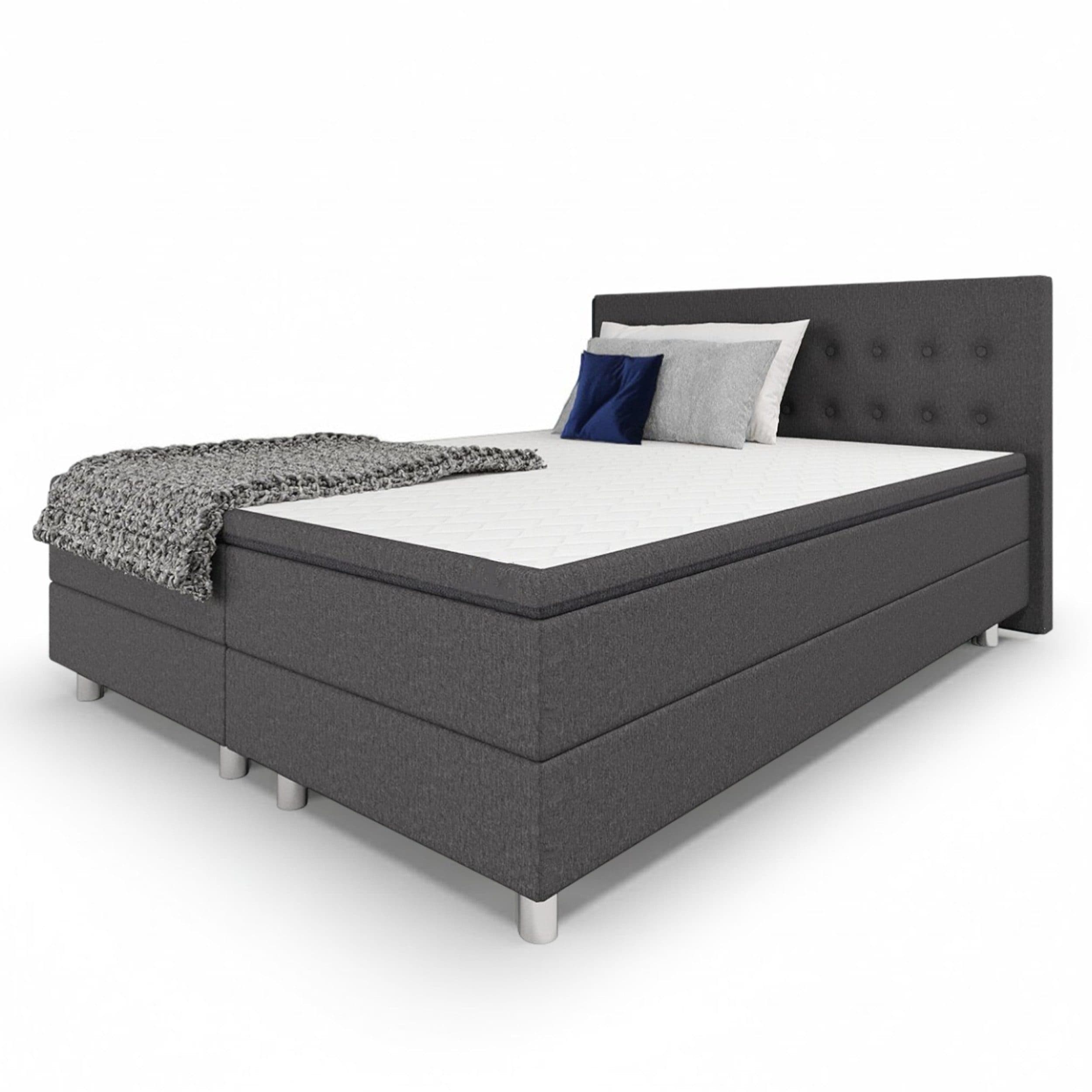 Best for Home Boxspringbett mit Bonnell-Matratze & Topper Grau - Bild 2
