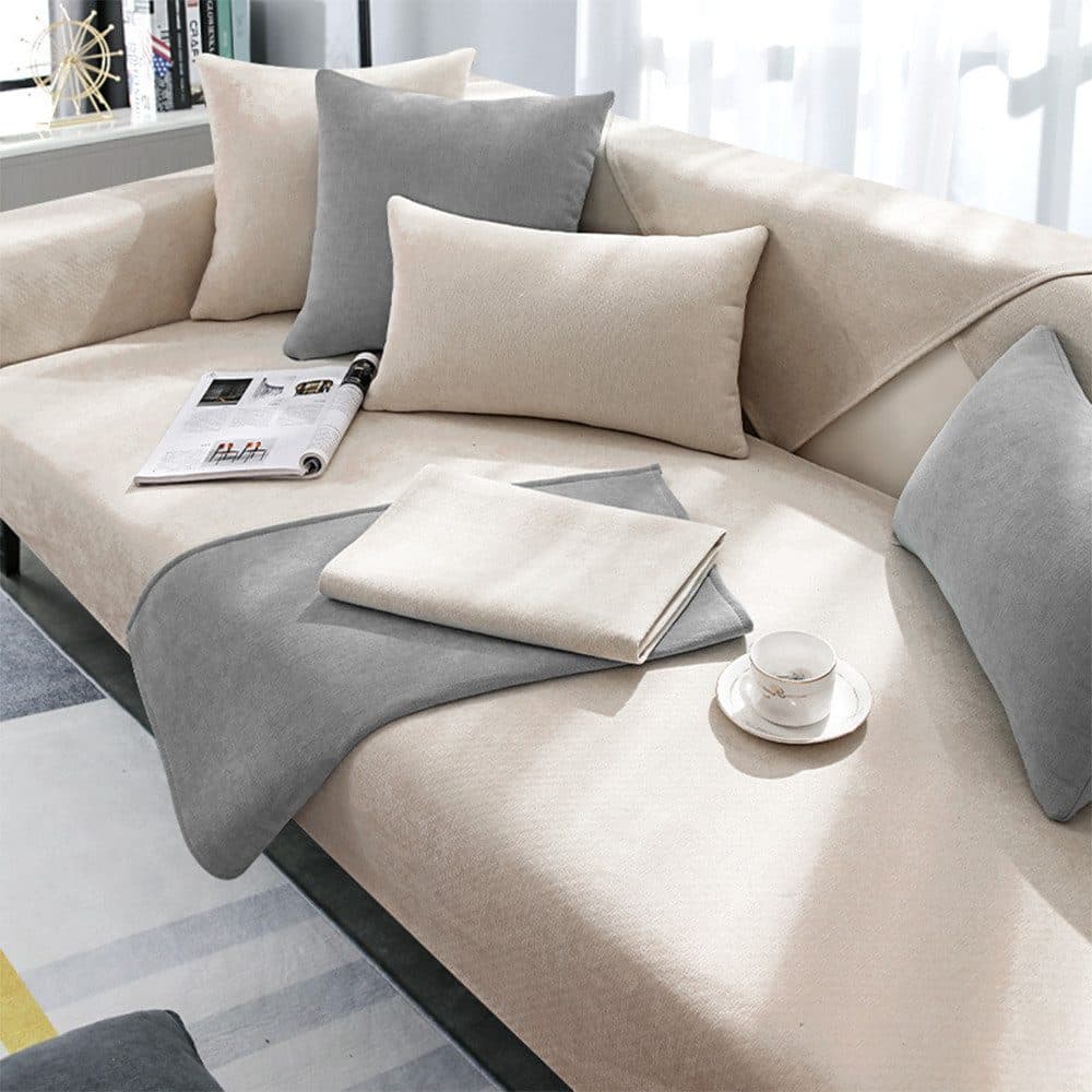 TUWENA Sofabezug Beige Chenille 1-4 Sitzer - Bild 2