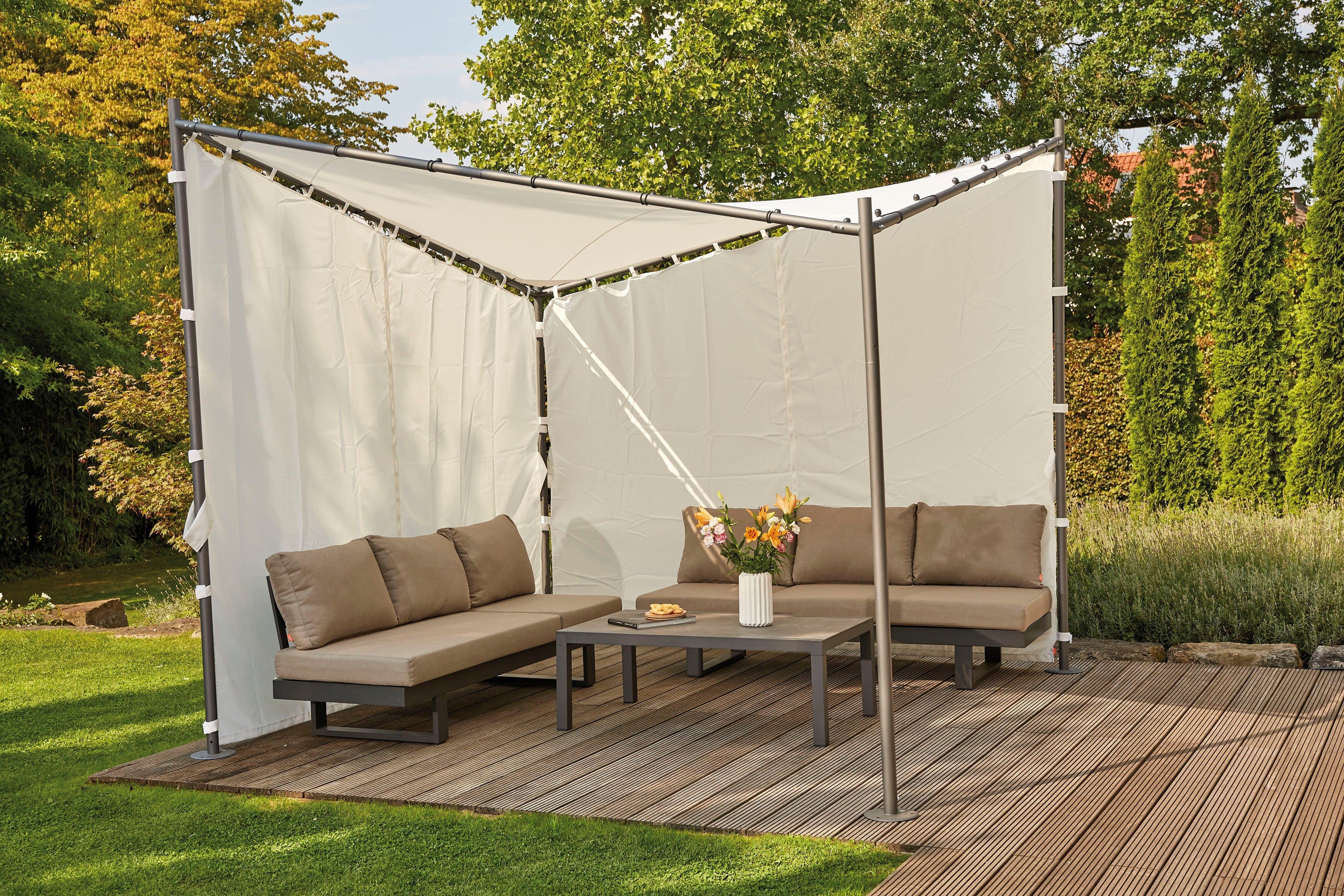 SIENA GARDEN Pavillonseitenteil Weiß Polyester für Berlino 300x300 cm - Bild 2