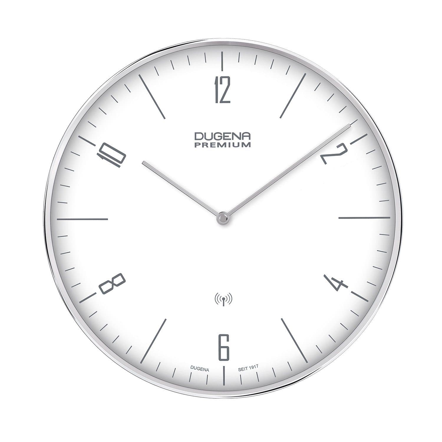 Dugena Funkwanduhr Dessau 7000998 Silber Metallgehäuse Automatisch