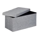 relaxdays Faltbare Sitzbank Leinen Grau mit Stauraum Bild 2
