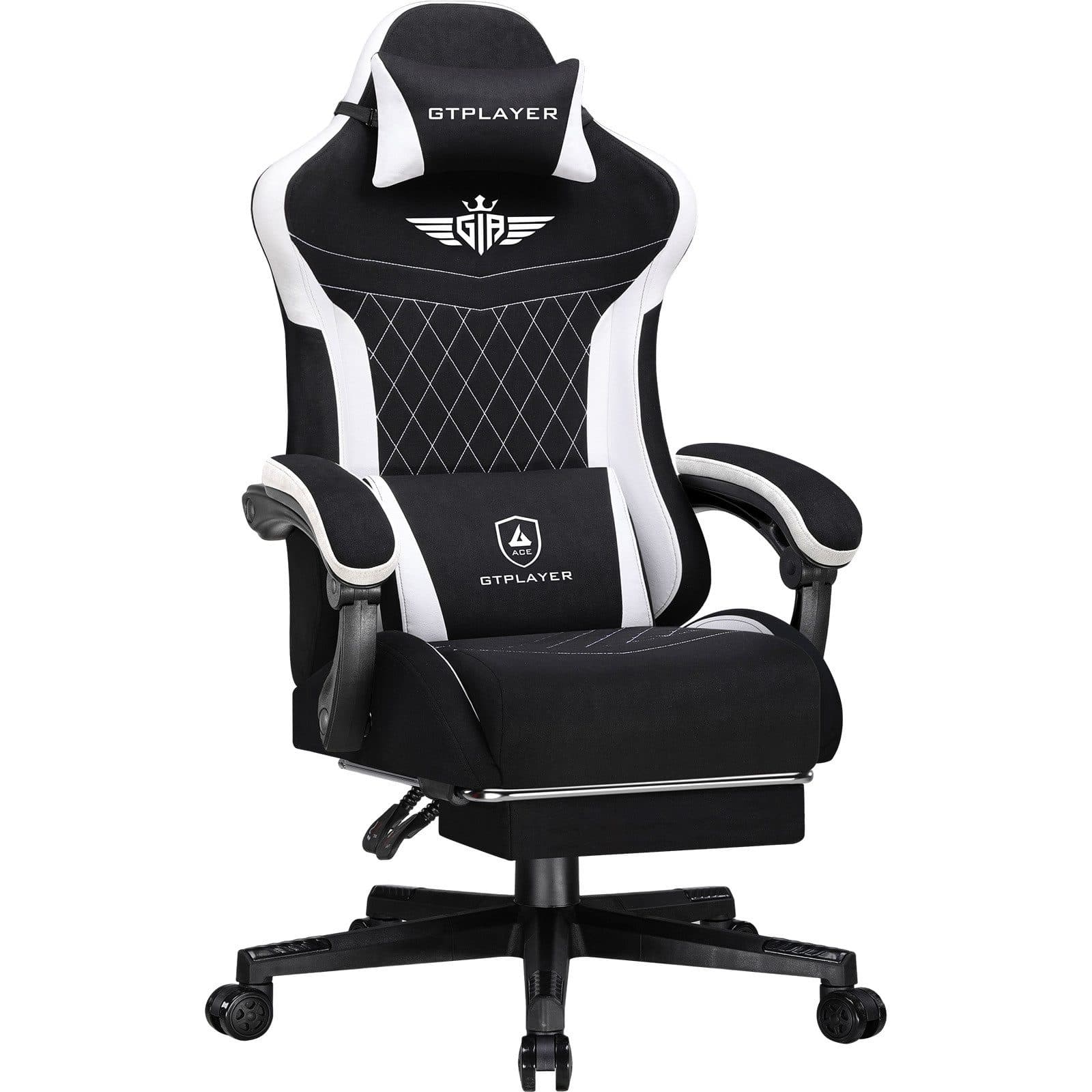 GTPLAYER Gaming-Stuhl Schwarz Stoff Ergonomisch mit Fußstütze - Bild 2