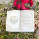 Radami Gartenfigur Buch mit 3D Herz Gedenkstein Grabschmuck Grau Bild 2
