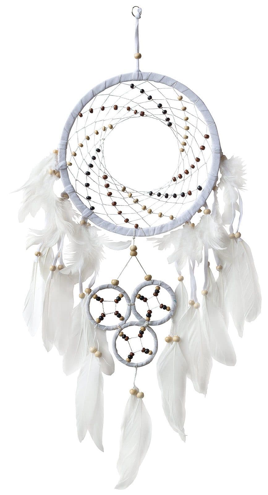 Saraswati Traumfänger Cosmic Swirl Leder Weiss 60cm