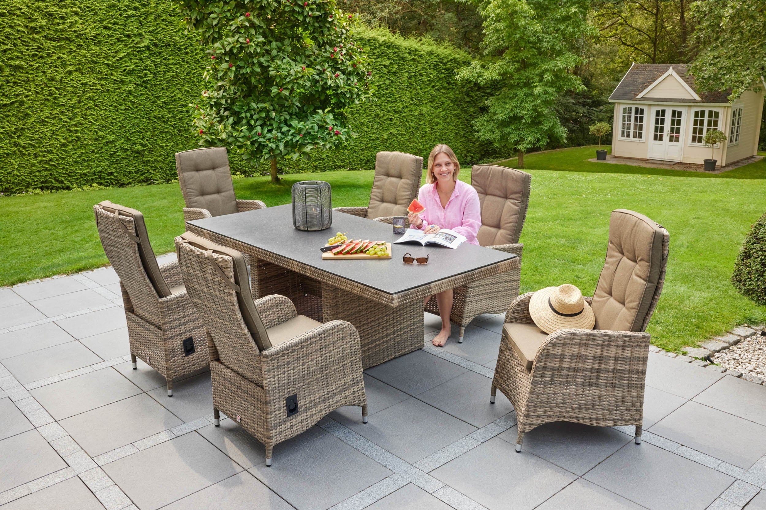 LC Garden Gartenset Turin 7-tlg. Essgruppe mit Polyrattan & Aluminium - Bild 2