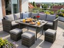 MeXo Gartenlounge-Set 7-tlg. Grau Polyrattan mit Kissen Bild 2