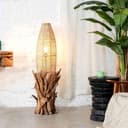 Möbel Bressmer Stehlampe VONDRO – Treibholz Stehlampe aus Teakholz 120 cm mit Rattan Lampenschirm Bild 2