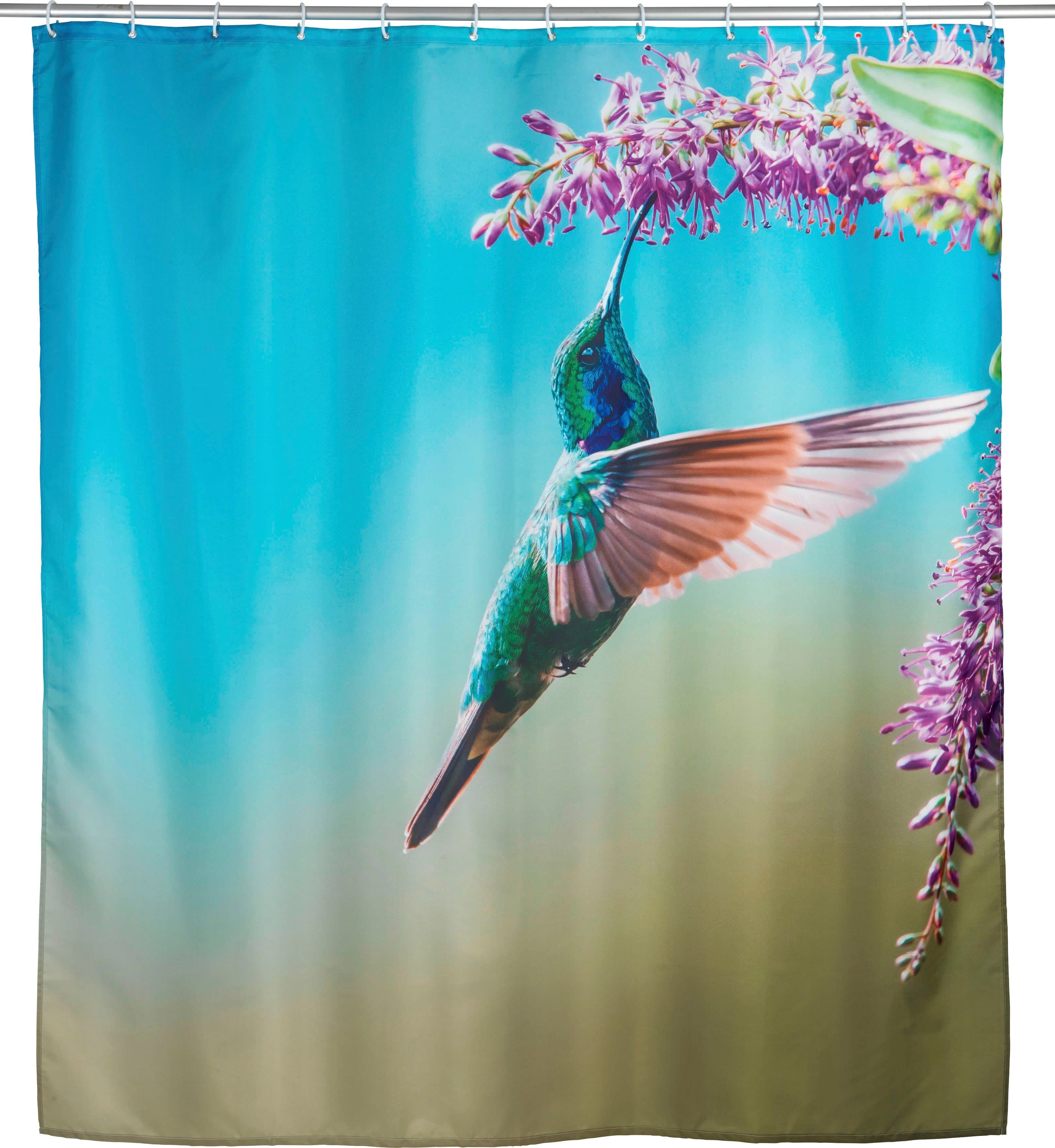 WENKO Duschvorhang Managua Bunt Kolibri Motiv Polyester