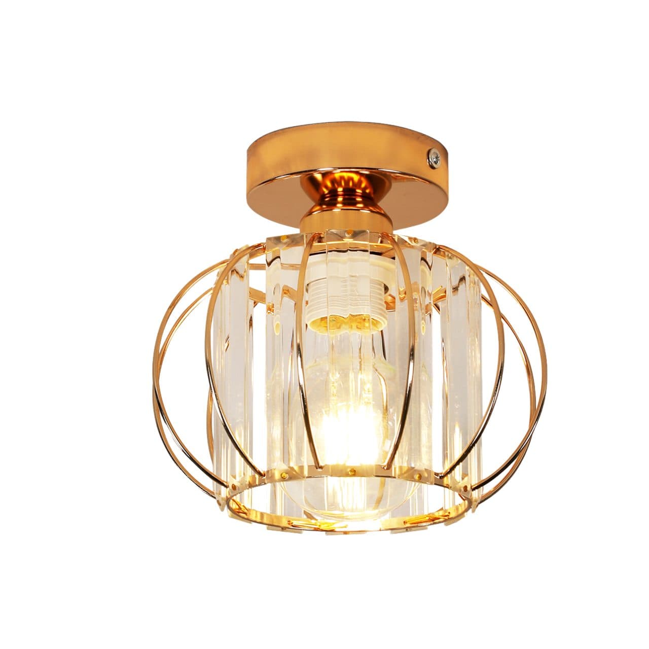 Goeco Goldene Kristall-Deckenleuchte Kronleuchter Retro-Stil E27-Fassung - Bild 2