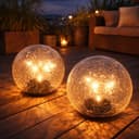 Expo Börse LED Solarleuchte Warmweiß Crackle Design 2er Pack Bild 2