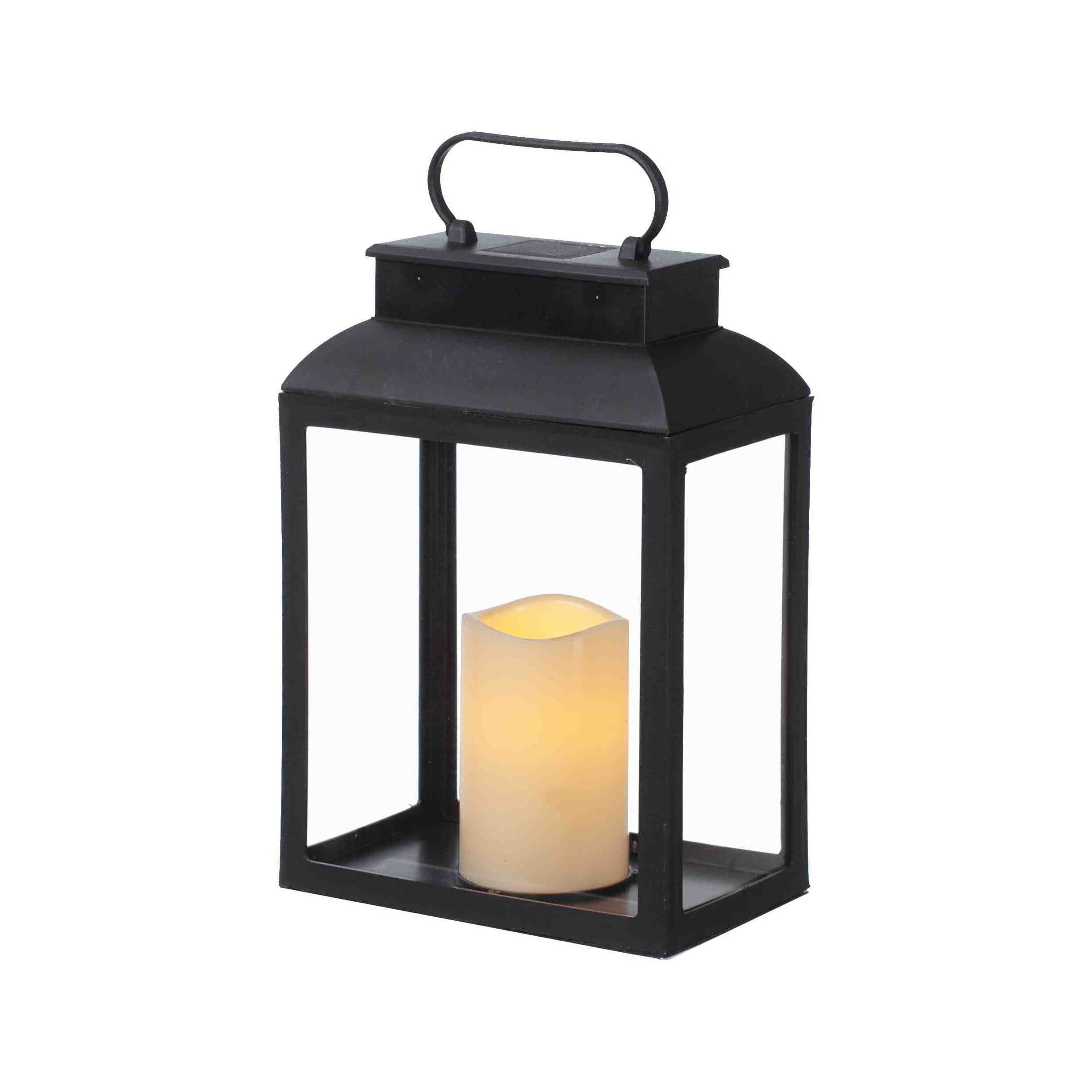 B&S LED Laterne Kunststoff Schwarz mit Timer