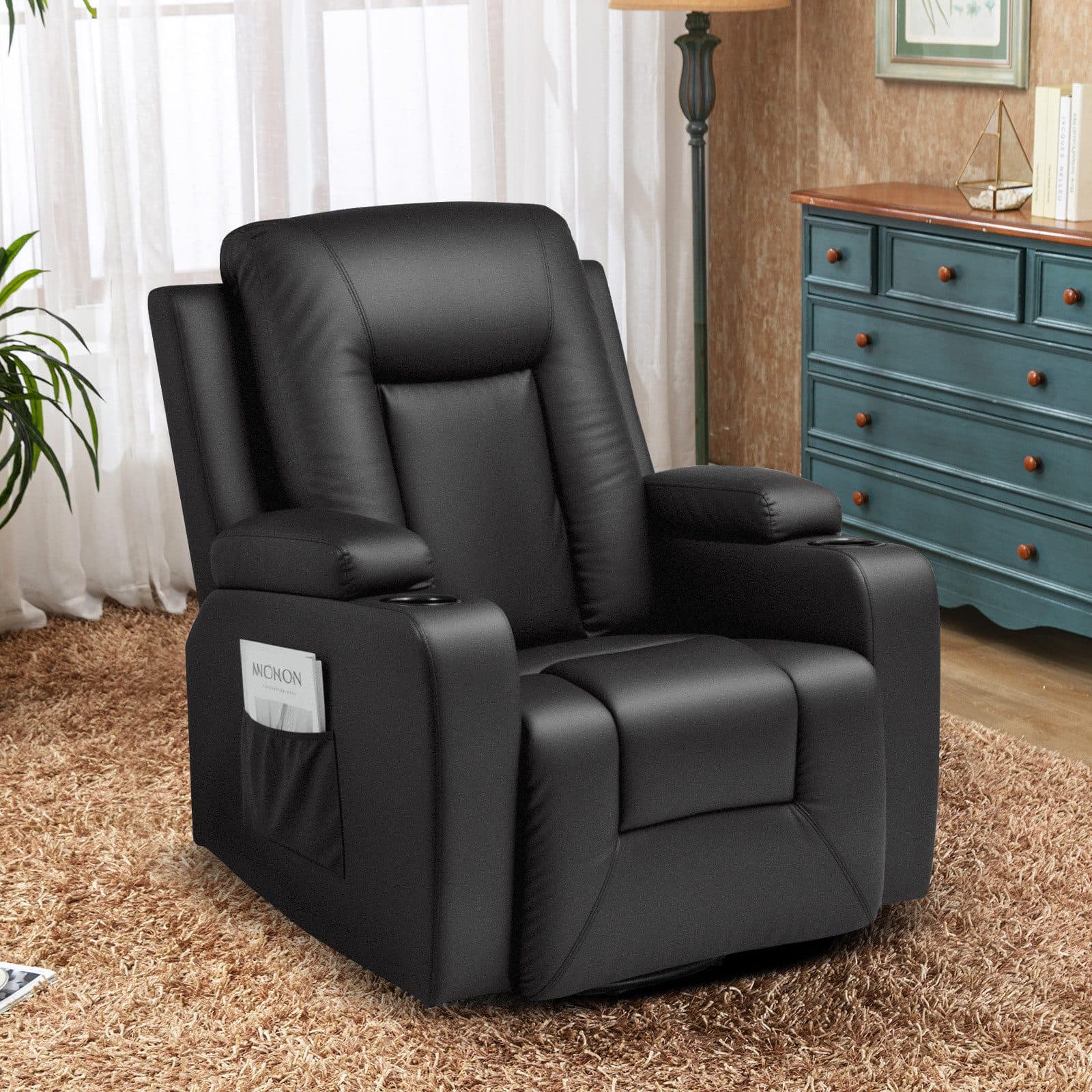 COMHOMA Relaxsessel TV-Sessel Schwarz mit Liefe- und Wippfunktion - Bild 2