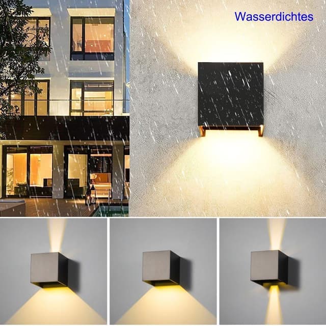 WILGOON Wandleuchte Schwarz LED Bewegungsmelder Außenlampe
