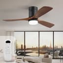 Sofucor Deckenventilator mit LED-Beleuchtung und Fernbedienung, 3 Holzlüfterblätter, DC, Timer, Sommer Winterbetrieb Bild 2