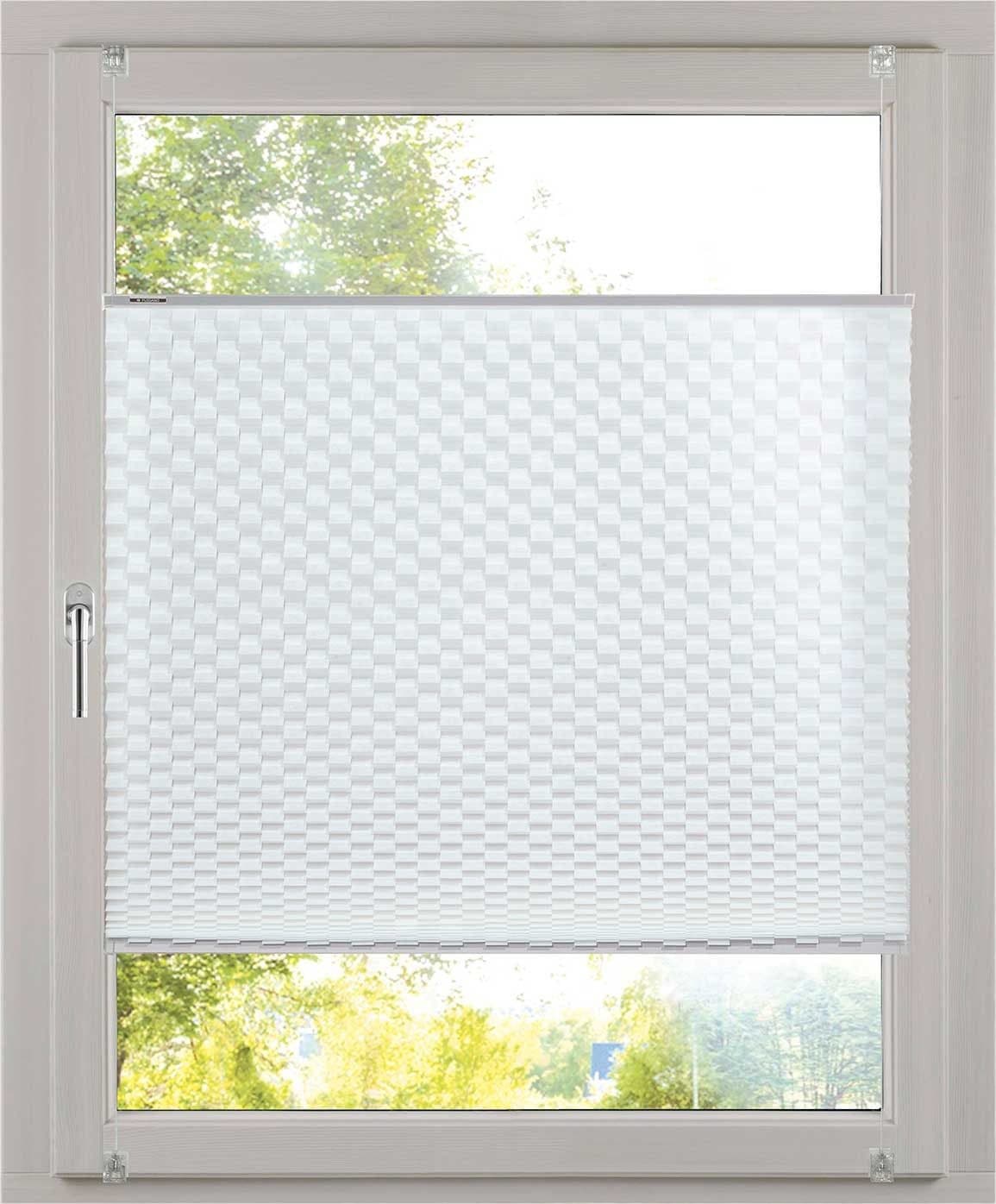 K-home Diamantplissee Weiß Grau 3D-Effekt Klemmfix - Bild 2