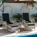 GOTLAND Gartenlounge-Set 5-tlg. Schwarz/Grau/Weiß Rattan Outdoor Bild 2