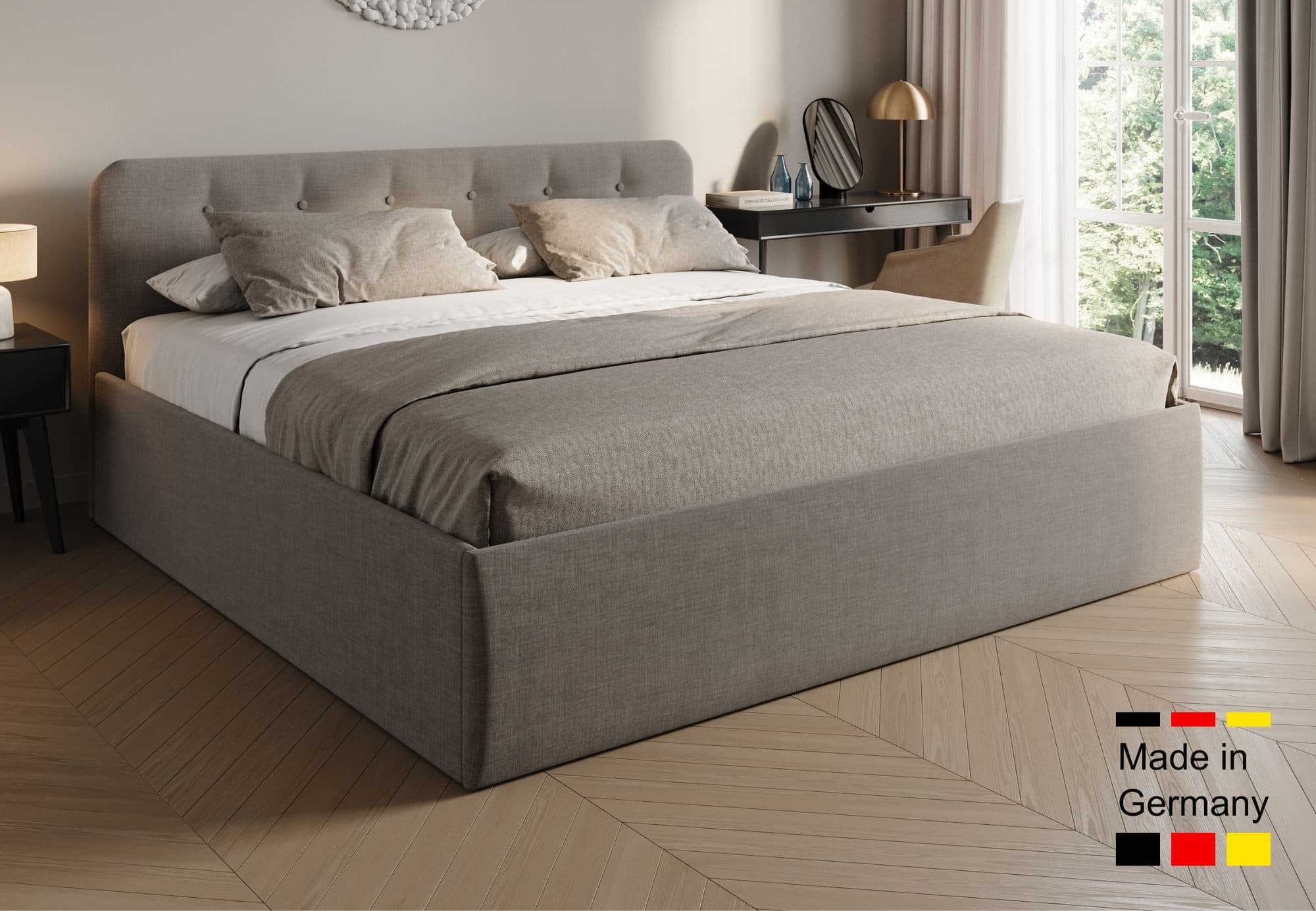 Home Collective Polsterbett mit Stauraum und verstellbarem Lattenrost Dunkelbeige - Bild 2