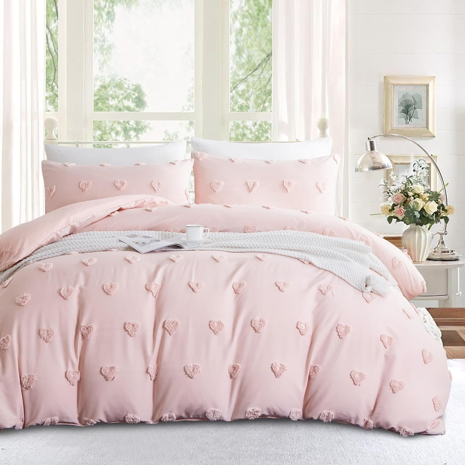 ibettertec Bettwäsche Böhmen Getuftet Rosa 135x200cm Mikrofaser - Bild 2