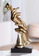 MF Deko Skulptur Goldene Hände mit Rose Kunstharz Bild 2