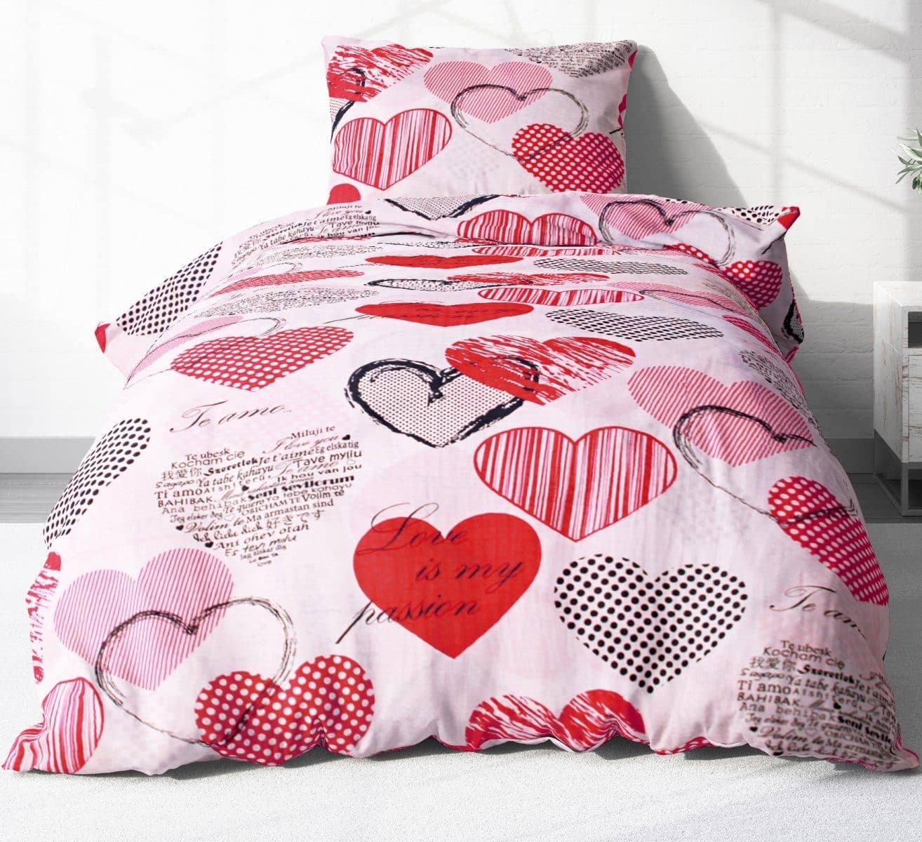 Heubergshop Bettwäsche Seersucker 100% Baumwolle Liebe Herzen - Bild 2