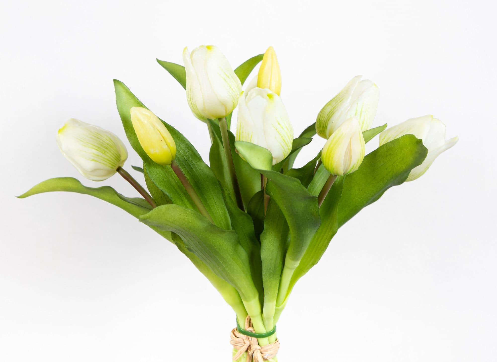 Seidenblumen Roß Kunstblume Tulpenbund Weiß Real Touch 10 Stück - Bild 2
