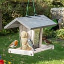 Zooprinz Vogelhaus Bird Kitchen mit Sitzstangen, Schutzdach, Seil für Wildvögel, Plexiglasscheiben, wetterfestes Vollholz Bild 2
