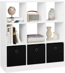 Woltu Bücherregal 9 Fächer mit 3 Schubladen Weiß Bild 2
