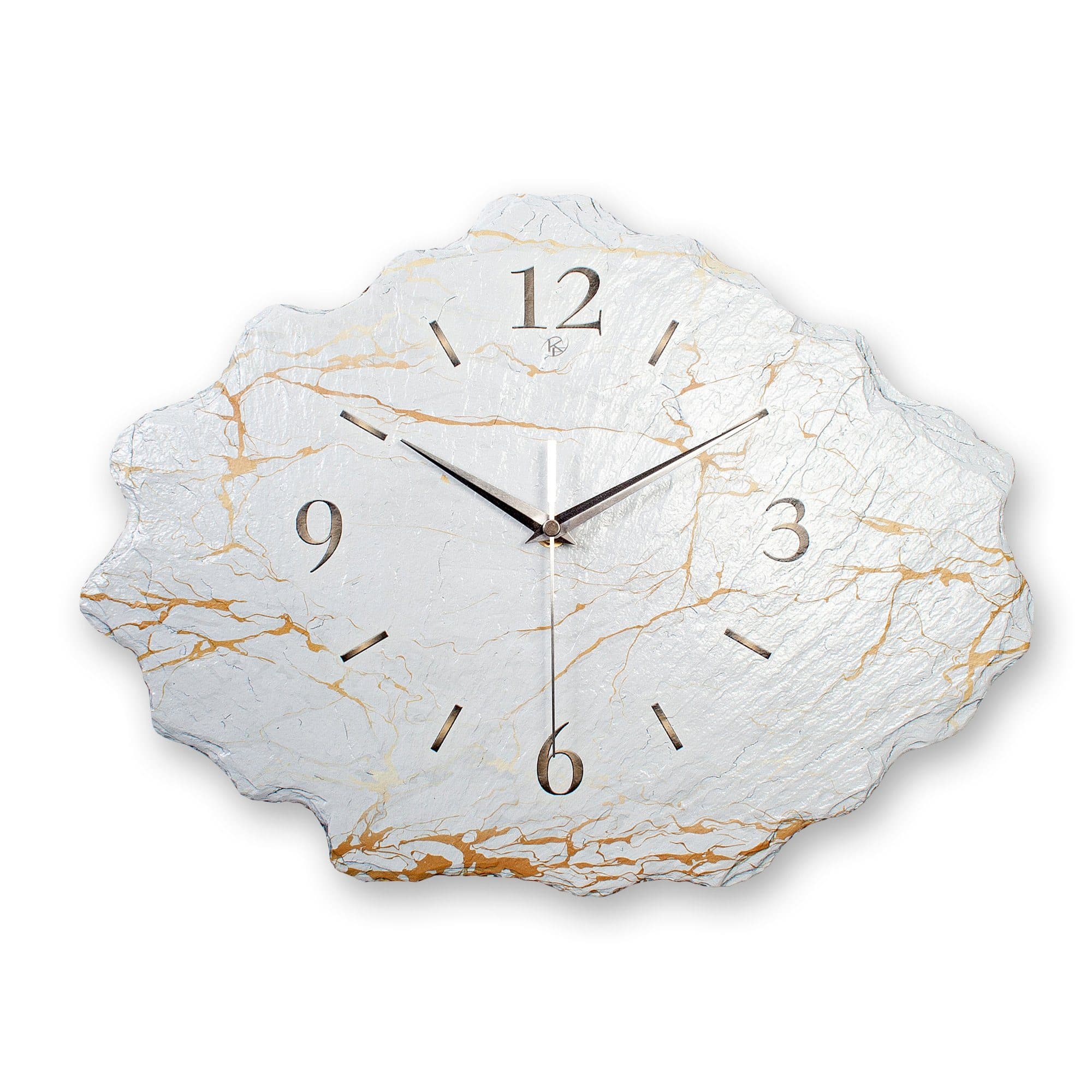 Kreative Feder Wanduhr Beton Marmor-Optik Weiß Grau Funk Quarz - Bild 2