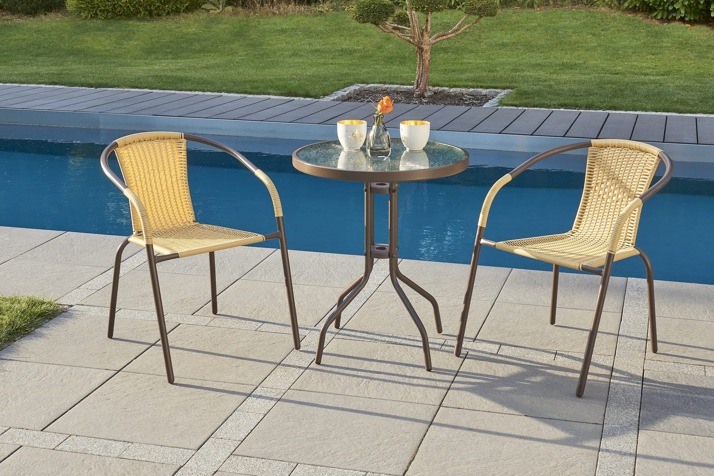 LC Garden Garvista Balkontisch Set 3-tlg. Braun Glas - Bild 2
