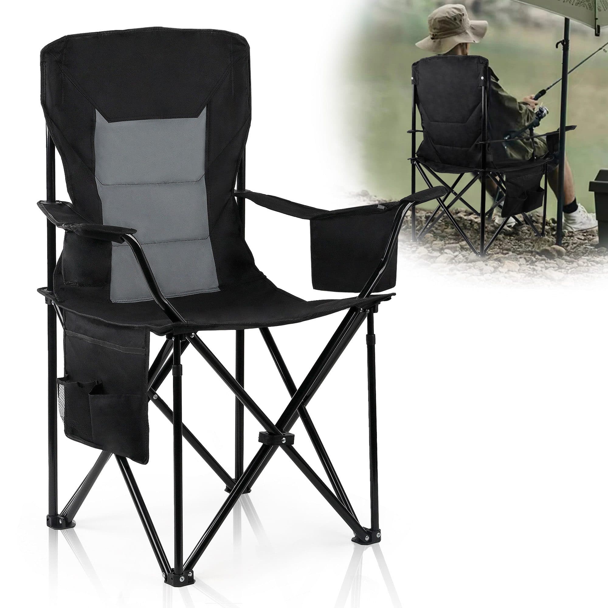 CALIYO Klappstuhl Campingstuhl mit Getränkehalter & Kühlfach - Bild 2