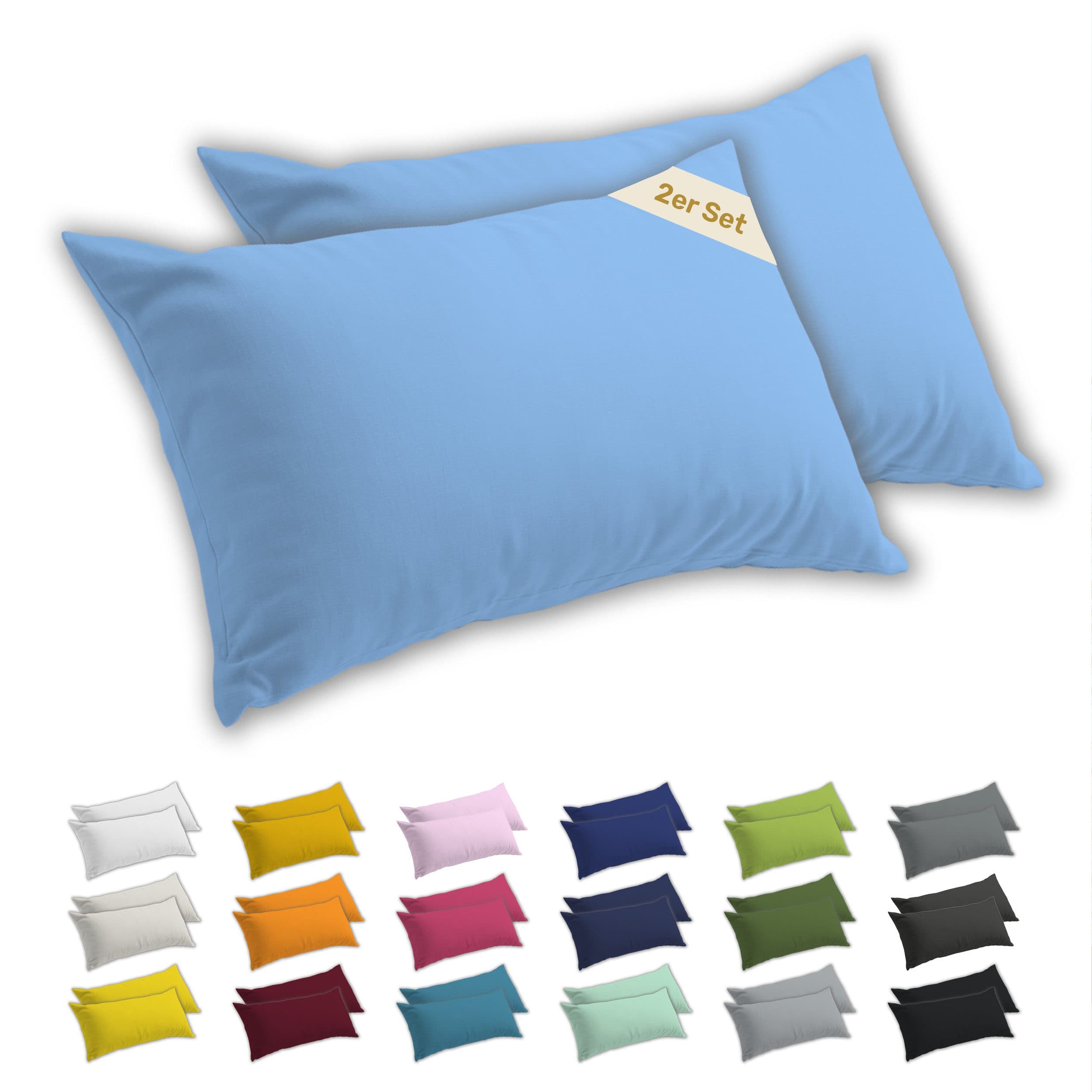 Lavea Kissenbezug 2er Set Jersey 100% Baumwolle Blau - Bild 2