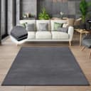 THE CARPET Teppich Cosy Anthrazit Fell-Optik Waschbar Modern Bild 2