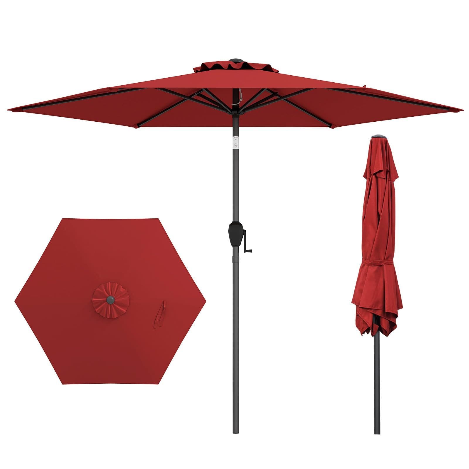 COSTWAY Sonnenschirm rot neigbar mit Kurbel - Bild 2