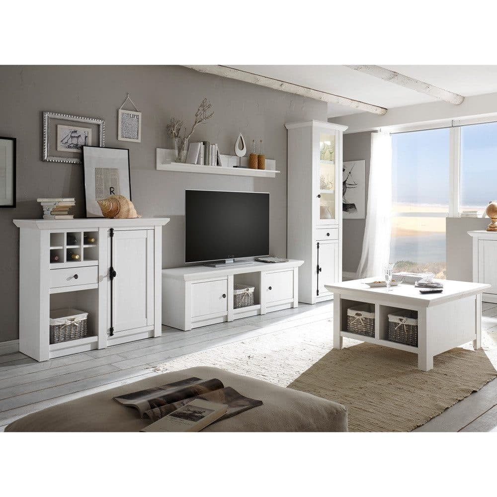 Lomadox Wohnzimmer-Set WINGST-61 5-tlg. Weiß Landhaus-Stil - Bild 2