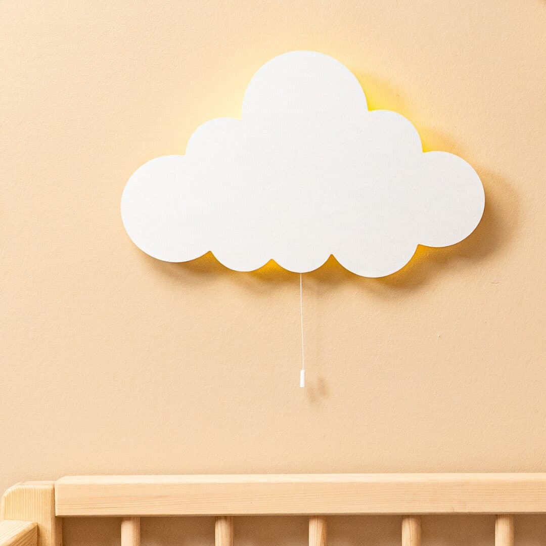 COZYCOLLECTIONS LED Wandleuchte Stern Wolke Holzoptik handbemalt