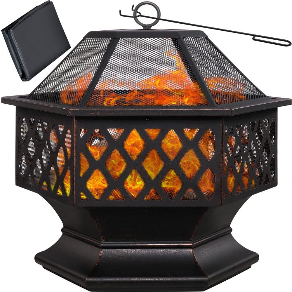 Gardebruk Feuerschale Feuerkorb Garten mit Funkenschutz Abdeckung Rost-Optik Grill Groß 70cm - Bild 2