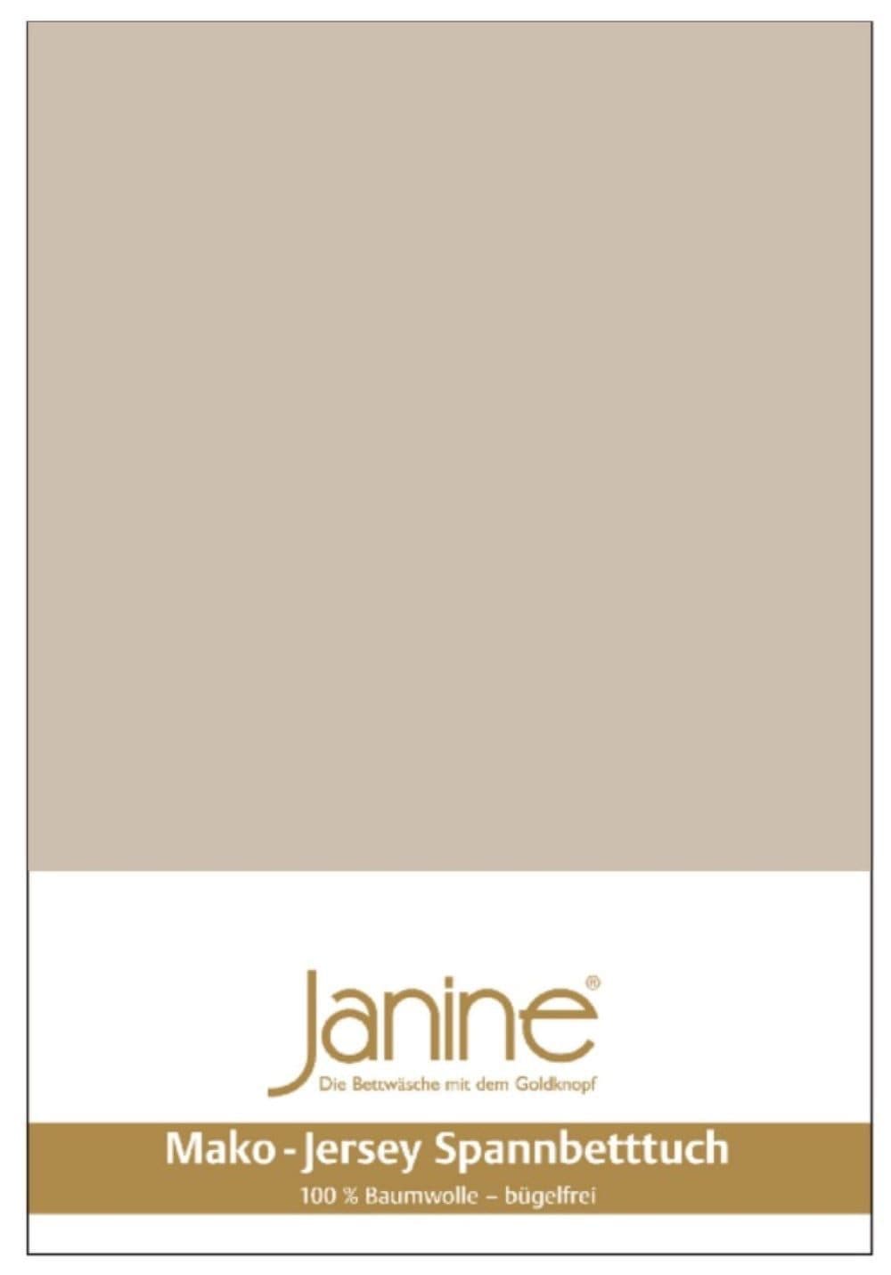 JANINE Spannbettlaken Mako-Jersey Grau Natur