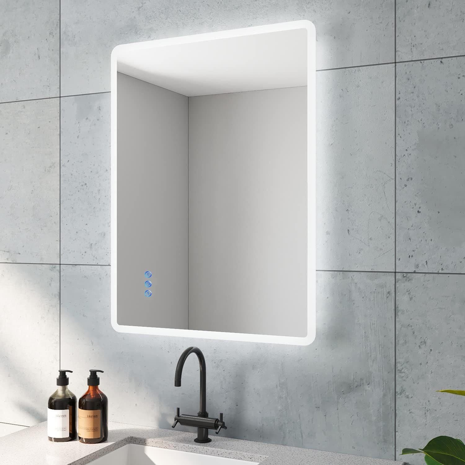 AQUABATOS Badspiegel LED Beleuchtung 80x60 cm Touch Sensor Spiegelheizung - Bild 2