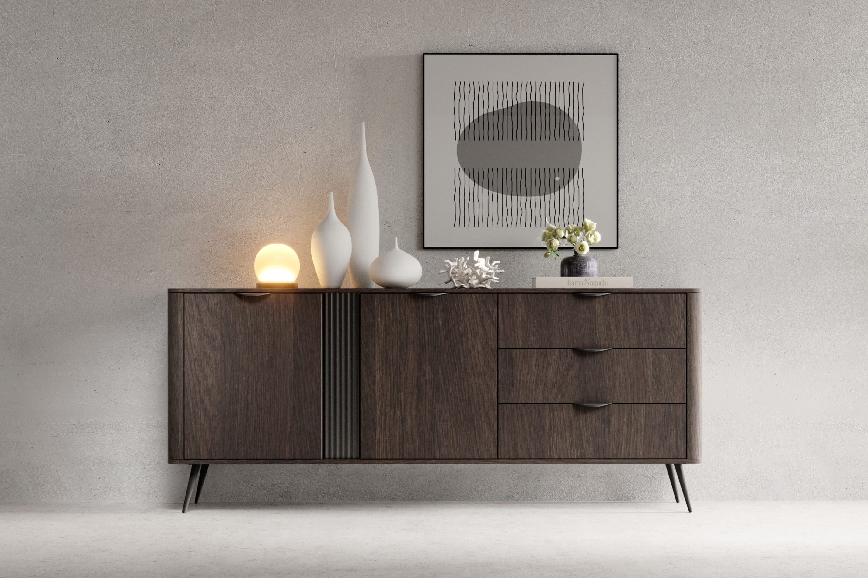 MOEBLO Kommode LARON 195 2d3s Eiche Dunin Schwarz - Bild 2
