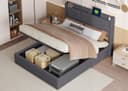 ADWOLT Polsterbett 140x200 cm Grau mit Stauraum und USB Bild 2