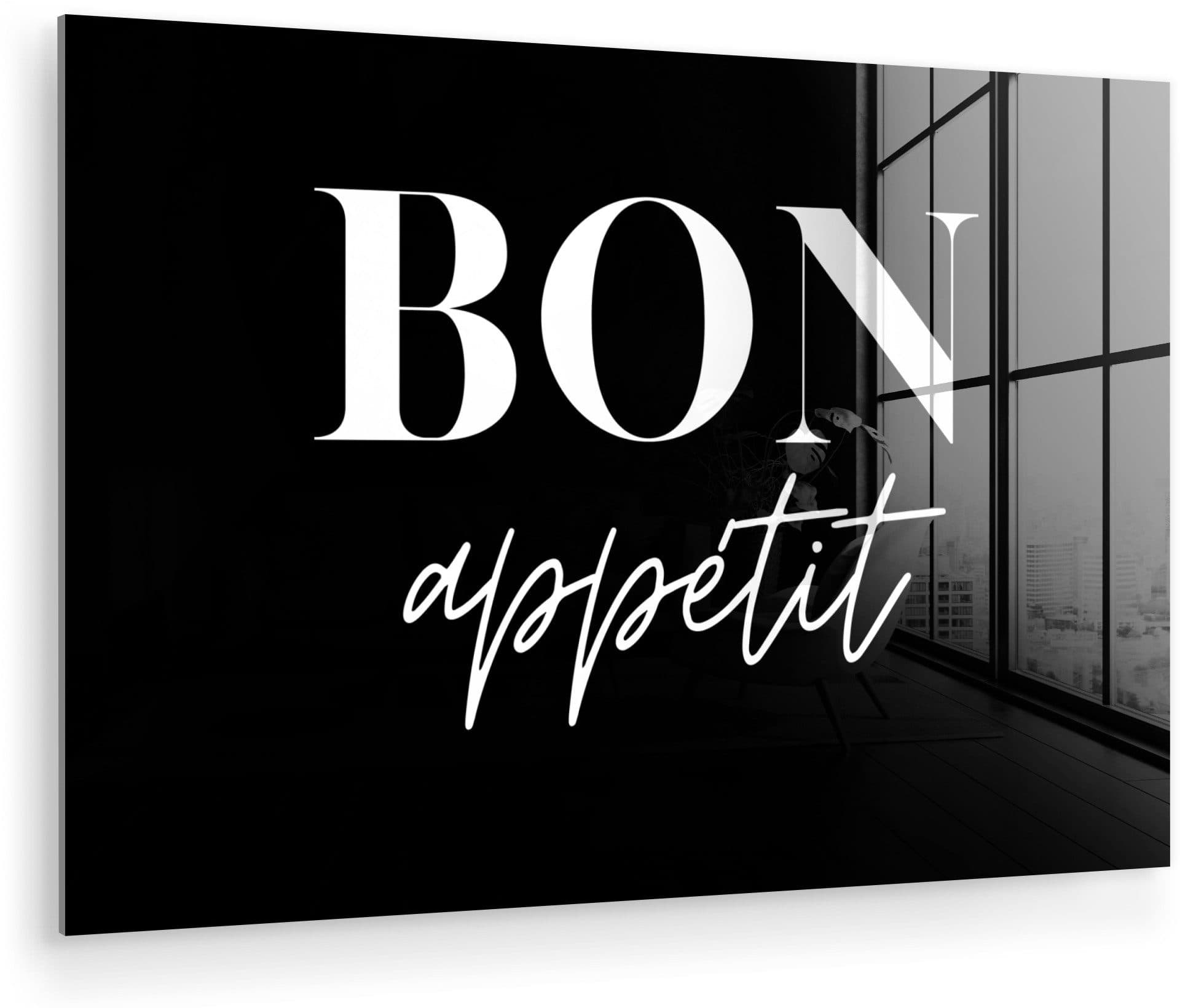 MuchoWow Acrylglasbild Guten Appetit Zitat Schwarz Wandbild Küche 30x20 cm - Bild 2