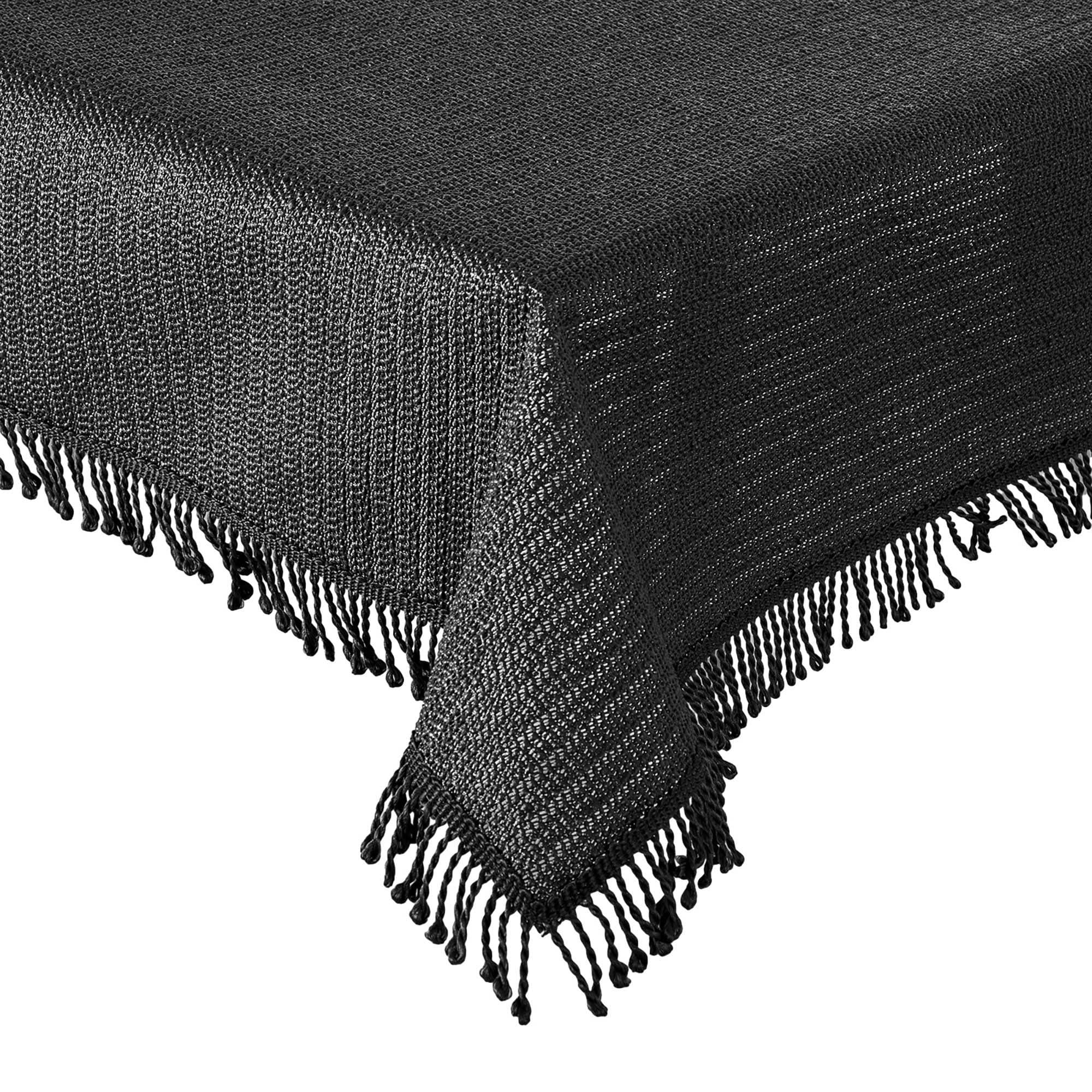 Haus und Deko Tischdecke Schwarz PVC Outdoor Wetterfest mit Fransen - Bild 2