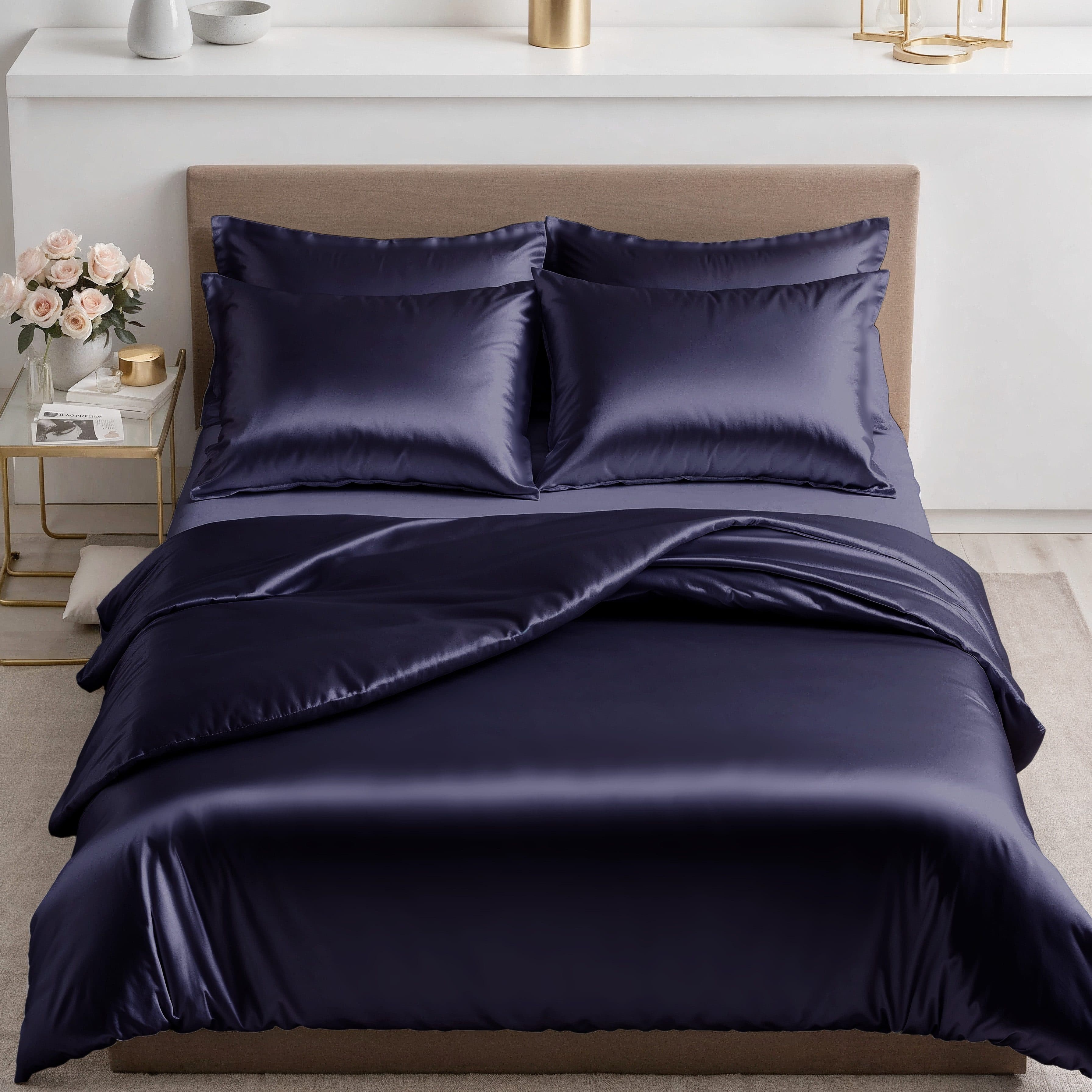 Cozyor Satin Bettwäsche Dunkelblau Ocean 3-teilig mit Reißverschluss - Bild 2