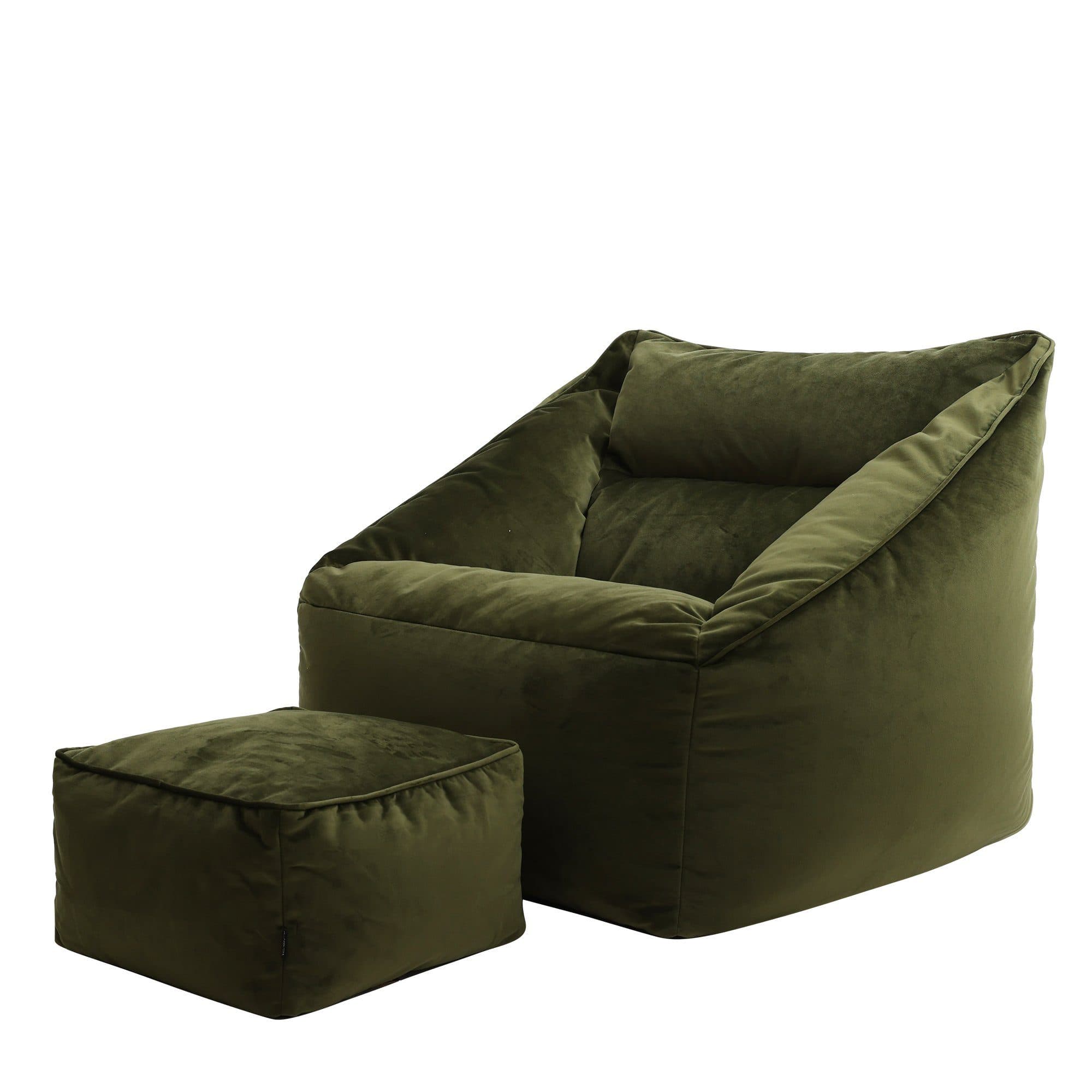 icon Sitzsack Riesen Sessel aus Samt „Natalia“ mit Hocker - Bild 2